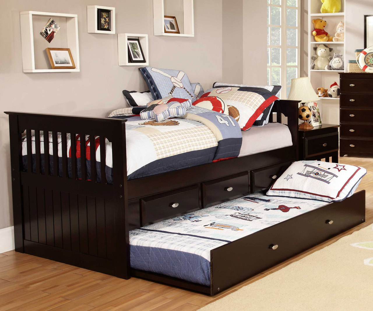 Espresso Captains Trundle Bed | Kids Furniture Warehouse