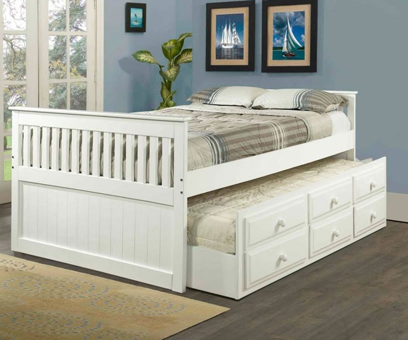 Mission Full Size Captain's Trundle Bed White | Kids Furniture Warehouse