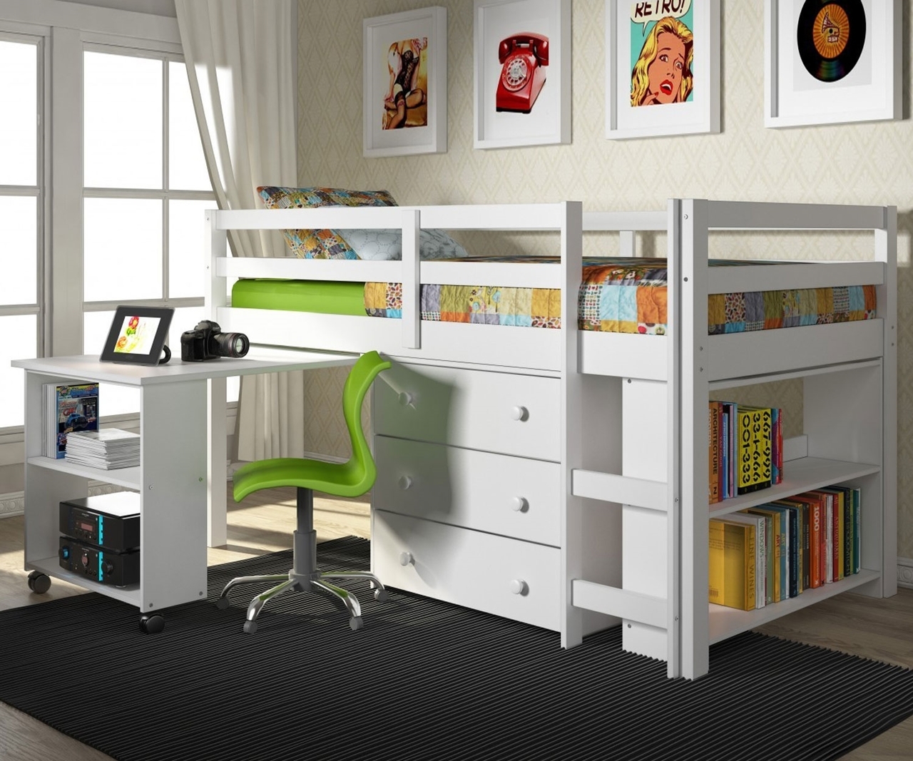 Low Loft Bed With Desk | Kids Furniture Warehouse 