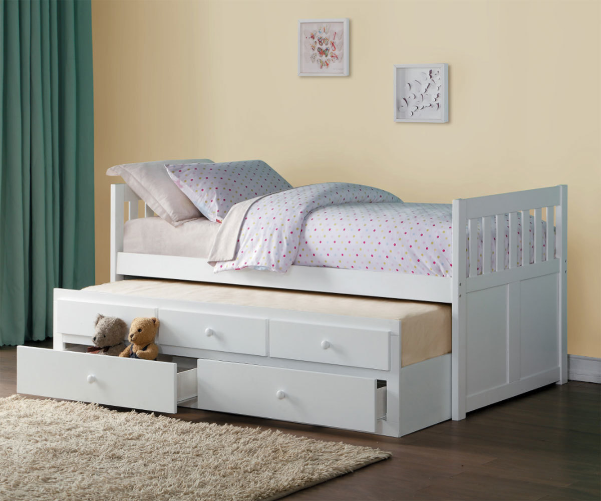 Twin Size Captain S Beds For Under 500, Twin Bed With Pull Out Bed Underneath