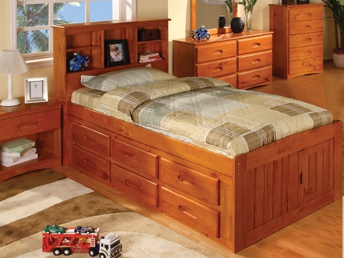 Ridgeline Twin Size Bookcase Captains Bed